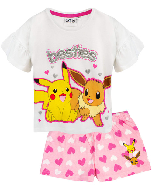 Pokemon Pyjamas Pikachu & Eevee Frill Sleeve Long OR Short Leg Girls PJs 3-4 Years