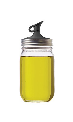 Jarware 82649 Black Plastic Oil Cruet for Regular Mouth Jars, 2.64 x 2.64 x 1.97 inches,