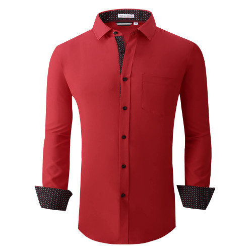 Alex Vando Mens Dress Shirt Wrinkle Free Regular Fit 4-Way Stretch Button Down Shirts,Red,XL Alex Vando Mens Dress Shirt Wrinkle Free Regular Fit 4-Way Stretch Button Down Shirts,Red,XL