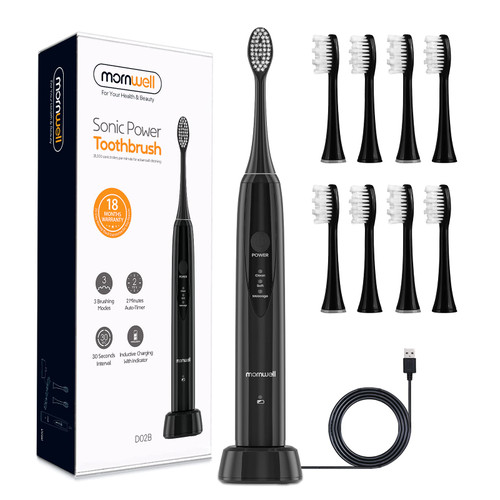 Sonic Electric Toothbrush, Electric Toothbrush for Adults and Kids with 8 Brush Heads Mornwell Whitening Electric Toothbrush 3 Modes with Smart Timers USB Inductive Charging One Charge for 60 Days Use Sonic Electric Toothbrush, Electric Toothbrush for Adults and Kids with 8 Brush Heads Mornwell Whitening Electric Toothbrush 3 Modes with Smart Timers USB Inductive Charging One Charge for 60 Days Use