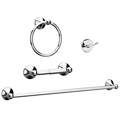 Chihod 4-Pieces Bathroom Hardware Set, 14/24 Towel Bar for Bathroom, Towel Ring Wall Mounted, Chrome Toilet Paper Holder, Robe Towel Hooks Steel, Hand Towel Holder, Bathroom Accessories Set