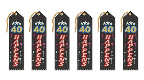 Beistle AR117 6-Pack 40 Happens Award Ribbon, 2 by 8-Inch