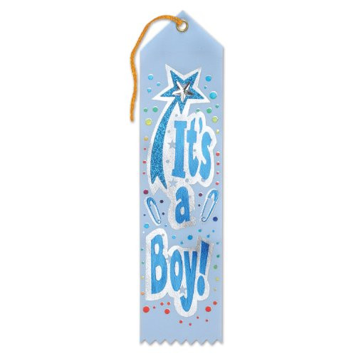Beistle JR056 It's a Boy Jeweled Ribbons, 2 by 8-Inch, 6-Pack