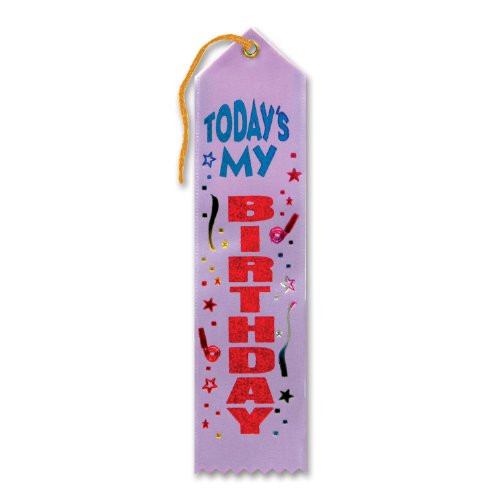 Beistle AR097 6-Pack Today's My Birthday Award Ribbon, 2-Inch by 8-Inch