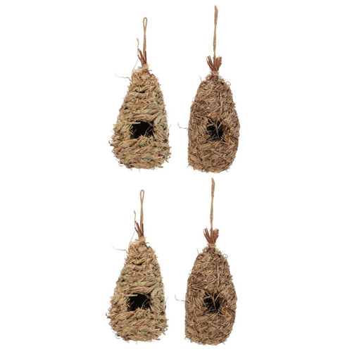 Yardwe 4 Pcs Woven Bird Hummingbird House Straw Parrot Nests Tiny Houses Bird Accessories Outside Bird Straw Birds Hamster Accessories Outdoor Delicate Bird Nest Bed Grass Pet