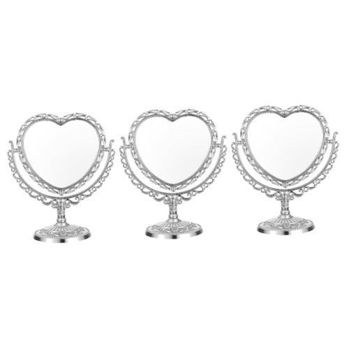 FOMIYES 3pcs Double Side Mirror Vanity Mirror Makeup Vanity Mirror Vintage Vanity Mirror White Makeup Vanity Bedroom Mirror Standing Double Side Mirror Handheld Mirror Dorm Makeup Mirror