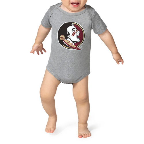 Little King NCAA Short Sleeve Tech Onesie-Big Logo -100% Polyester-Florida State-Oxford-0-3 Months