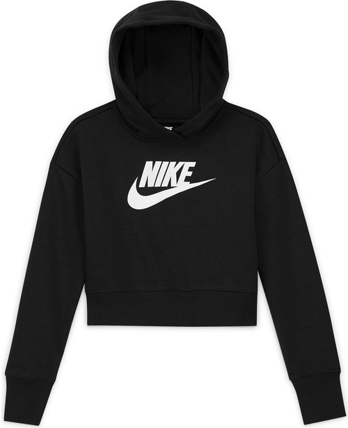 Nike Girl's Sportswear Club Fleece Crop Hoodie (Little Kids/Big Kids) Black/White XS (6-7 Little Kid) Nike Girl's Sportswear Club Fleece Crop Hoodie (Little Kids/Big Kids) Black/White XS (6-7 Little Kid)