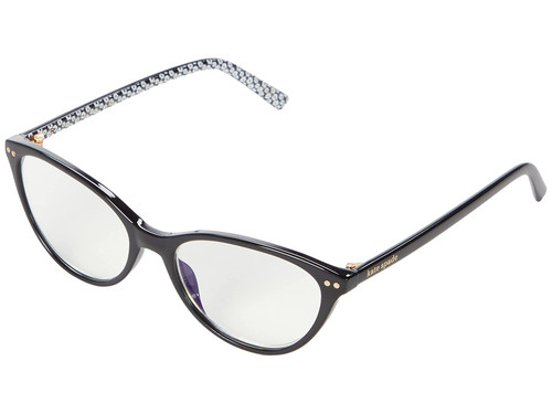 Kate Spade New York Women's Roanne Blue Light Readers Cat Eye Reading Glasses, Black/Demo Lens, 54mm, 16mm + 2