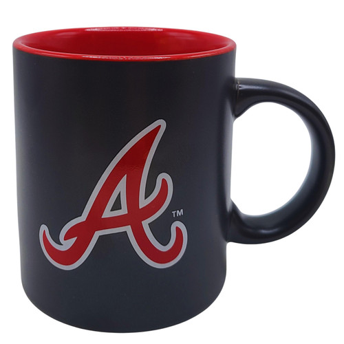 Boelter Brands Two Toned Matte Black Coffee Mug, MLB Team Logo with Inner Team Color (Atlanta Braves - A)