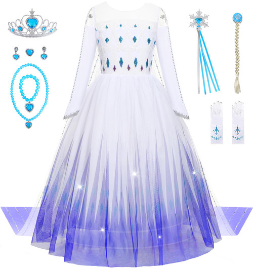 Aoiviss Frozen Dresses for Girls Princess Elsa Costume Halloween Carnival Cosplay Dress up Snow Birthday Party Dress