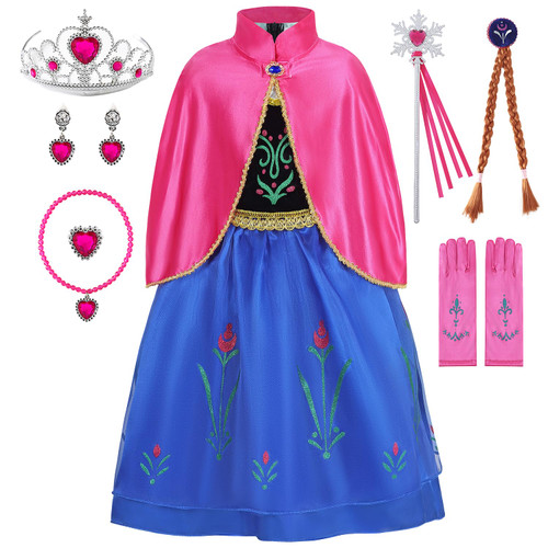 Aoiviss Princess Anna Dress for Girls Frozen Princess Costume Fancy Dress up for Halloween Carnival Snow Party Cosplay Aoiviss Princess Anna Dress for Girls Frozen Princess Costume Fancy Dress up for Halloween Carnival Snow Party Cosplay