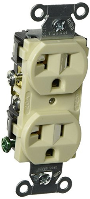 Hubbell CRF20AL Duplex Receptacle, Common Ground, 20 amp, 125V, 5-20 R, Almond