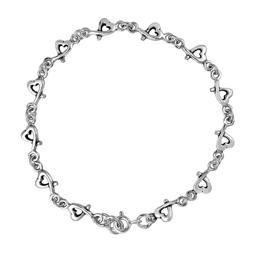 AeraVida Sweet Love Heart Scribble .925 Sterling Silver Link Bracelet