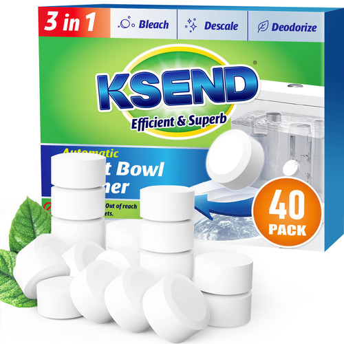 Ksend Toilet Bowl Cleaner Tablets 40 PCS - Automatic Toilet Bowl Cleaners with Bleach, Slow-Releasing Toilet Tank Cleaners for Deodorizing & Descaling Ksend Toilet Bowl Cleaner Tablets 40 PCS - Automatic Toilet Bowl Cleaners with Bleach, Slow-Releasing Toilet Tank Cleaners for Deodorizing & Descaling