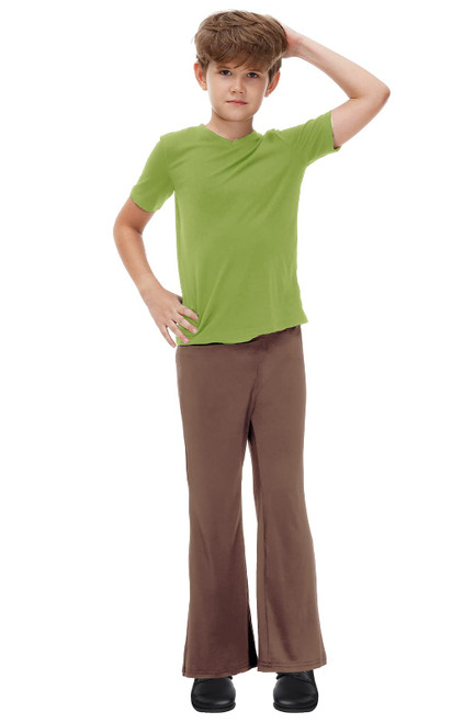 Remimi Kids Shaggy Halloween Costume Green Shirt Brown Pant Set Short Sleeve Shaggy Halloween Clothing 11-12 Years
