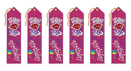 Beistle JR098 6-Pack Kiss Me, It's My Birthday Jeweled Ribbon, 2-Inch by 8-Inch