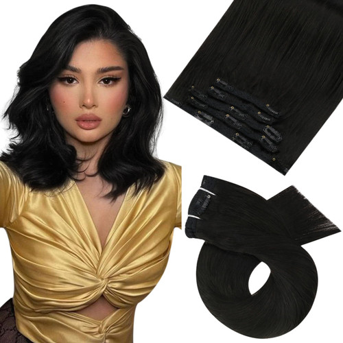 Moresoo Clip on Hair Extensions Human Hair Black 10inch Short Hair Extensions Clip in Human Hair Natural Black Clip in Hair Extensions Off Black #1B 5Pieces 70Grams Moresoo Clip on Hair Extensions Human Hair Black 10inch Short Hair Extensions Clip in Human Hair Natural Black Clip in Hair Extensions Off Black #1B 5Pieces 70Grams