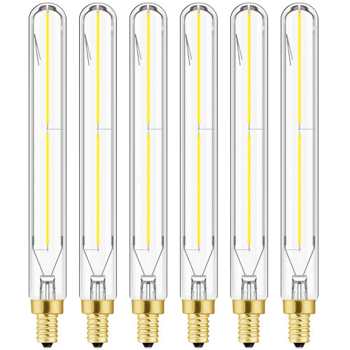 E12 LED Bulb Dimmable 4W Equal 40 watt Light Bulb Cool White 5000K 7.3inch Long Tubular Candelabra Bulb 40 watt for Chandeliers,Ceiling Fan,Pendant,Wall sconces AC120V 400LM T6 Light Bulb 6Pack