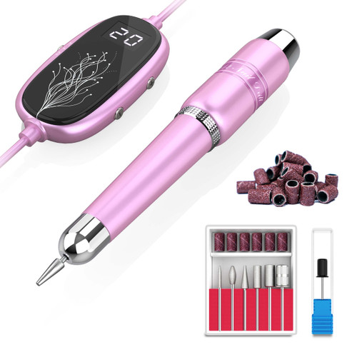 Electric Nail Drill, Electric Nail File for Acrylic Nails Professional Gel Nail Kit Portable Efile Nail Drill with LED Display, Nail Drill Machine Manicure Pedicure Tool Nail Kit for Beginners Pink Electric Nail Drill, Electric Nail File for Acrylic Nails Professional Gel Nail Kit Portable Efile Nail Drill with LED Display, Nail Drill Machine Manicure Pedicure Tool Nail Kit for Beginners Pink