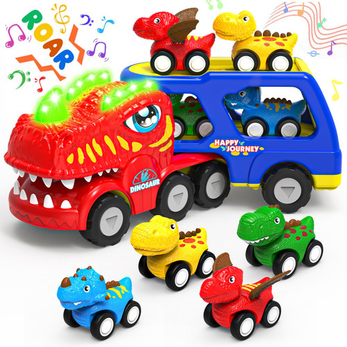 Toddler Car Toys for 1 2 3 4 Year Old Boy Kids Toys, 5-in-1 Dinosaur Transport Carrier Trucks Toys for Boys 1-3 with Sounds & Lights, Toddler Toys for Boys 1-2 2-4 Dinosaur Toys for Kids 3-5 4-6 Toddler Car Toys for 1 2 3 4 Year Old Boy Kids Toys, 5-in-1 Dinosaur Transport Carrier Trucks Toys for Boys 1-3 with Sounds & Lights, Toddler Toys for Boys 1-2 2-4 Dinosaur Toys for Kids 3-5 4-6
