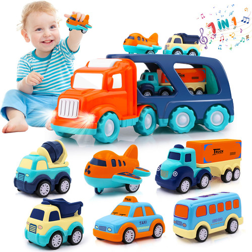Nicmore Car Toys Truck for Toddler Boy: Carrier Toys for Kids 2 3 4 Year Old 7 in 1 Transport Vehicle Toys for Age 2-3 2-4 | 18 Months+ Christmas Birthday Gift Ideas