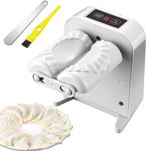 Electric Dumpling Maker Machine, Automatic Dumpling Maker,Adjustable Easy to Operate Home Dumpling Press,with Spoon and Brush Electric Fast Dumpling Maker Mould Machine (Light Gray)
