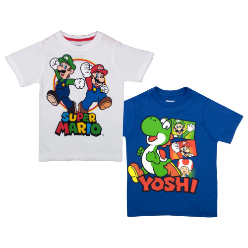 Nintendo Super Mario Bros. Boys Mario Kart & Friends Graphic Short Sleeve T-Shirts (4, Blue) 2Pack Nintendo Super Mario Bros. Boys Mario Kart & Friends Graphic Short Sleeve T-Shirts (4, Blue) 2Pack