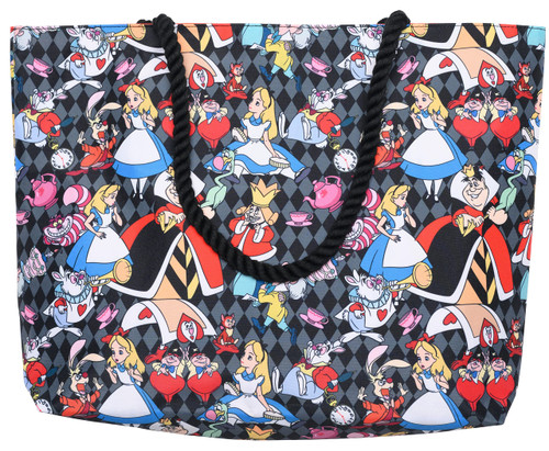 Disney Tote Alice in Wonderland Queen Hearts Cheshire Cat Mad Hatter Print Bag Disney Tote Alice in Wonderland Queen Hearts Cheshire Cat Mad Hatter Print Bag