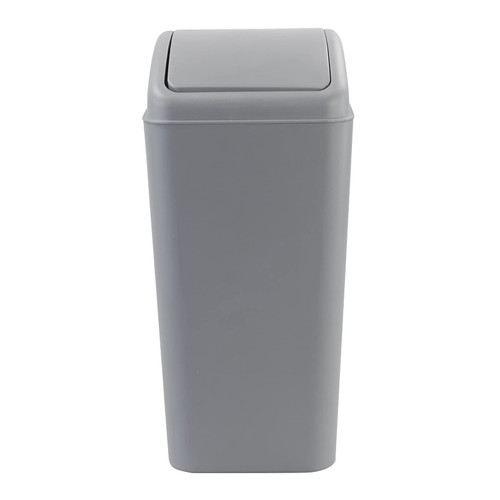 Qskely 4.5 Gallon Plastic Swing-Top Trash Can, Garbage Can with Swing Lid, Gray