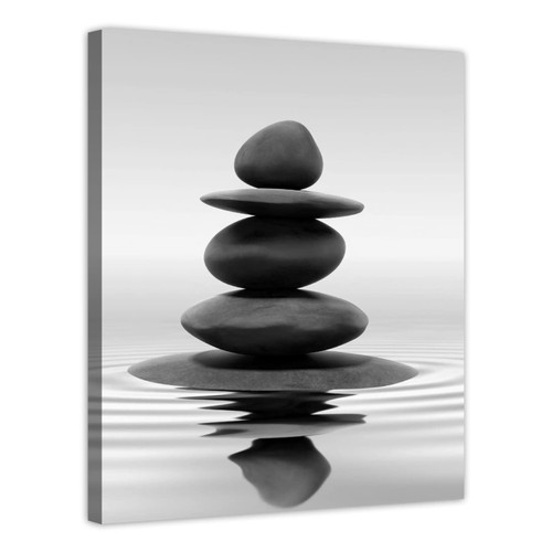 LZIMU Black and White Zen Wall Art Stones in Water Pictures Print on Canvas for Bathroom Yoga Meditation Spa Room Living Room Bedroom Wall Decorations Framed (Zen-1, 12"x18" (30x45cm)) LZIMU Black and White Zen Wall Art Stones in Water Pictures Print on Canvas for Bathroom Yoga Meditation Spa Room Living Room Bedroom Wall Decorations Framed (Zen-1, 12"x18" (30x45cm))