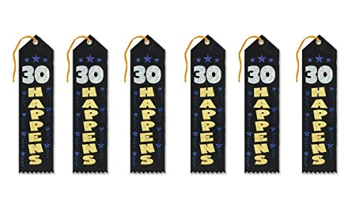 Beistle AR116 6-Pack 30 Happens Award Ribbon, 2 by 8-Inch