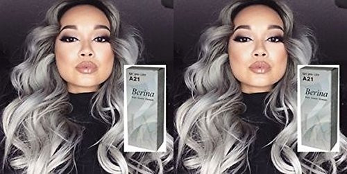 Berina A21 Hair Color Cream Dye Light Grey Pack of 2 Super Permanent Fashion Unisex containing an innovative component which protects and provides glamor color to hair as desired