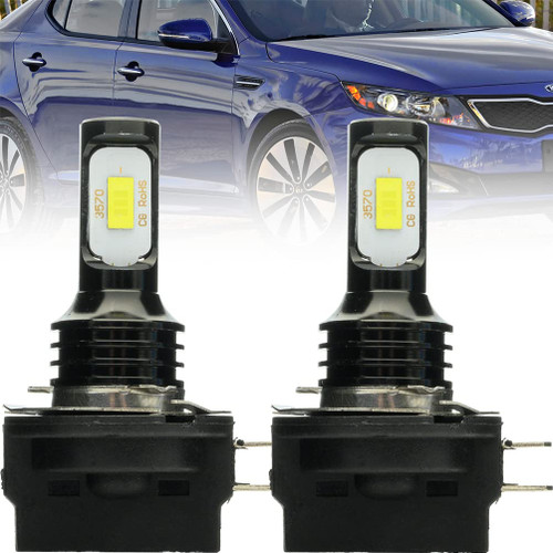 NJSBYL H11B LED Bulbs for Kia Optima Hybrid Amanti Borrego Forte Koup Rondo Sedona Sorento Soul Sportage High Low Beam Projector lights Lamps High Power 6000K White LED Error Free
