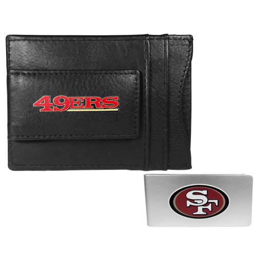 Siskiyou Sports NFL San Francisco 49ers Unisex Leather Cash & Cardholder & Money Clip, Black, One Size