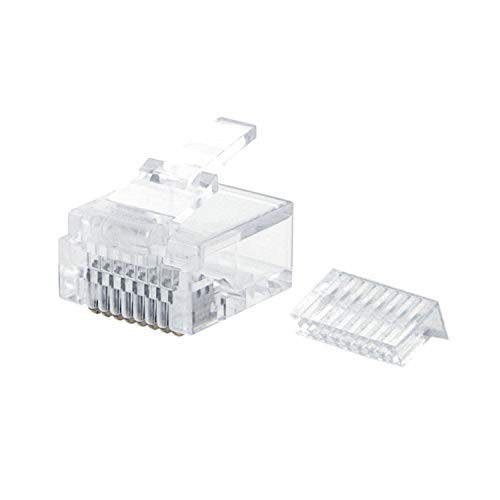 CableCreation 10-Pack Short Cat 6 RJ45 Modular Plug (Two-Piece Suit), UTP Network Connector for Flat Solid Wire and Standard Cable, Transparent