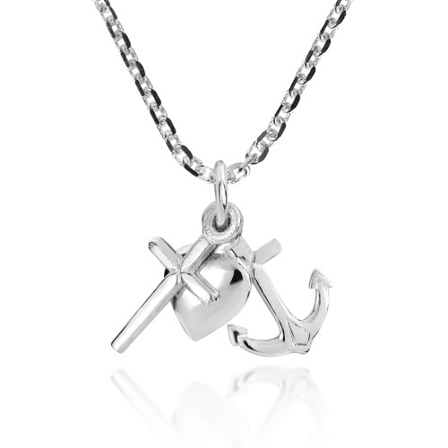 AeraVida Amazing Anchor-Heart-Cross or Faith-Love-Hope .925 Sterling Silver Pendant Necklace | Unique Necklace Jewelry for Women | Jewelry Gift