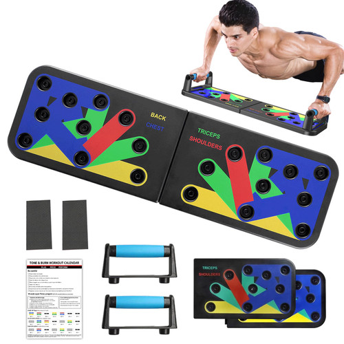 Push Up Board 9 in 1 Home Workout Equipment Multi-Functional Pushup Bar System Fitness Floor Chest Muscle Exercise Professional Equipment Burn Fat Strength Training Arm (Spliced ??style)