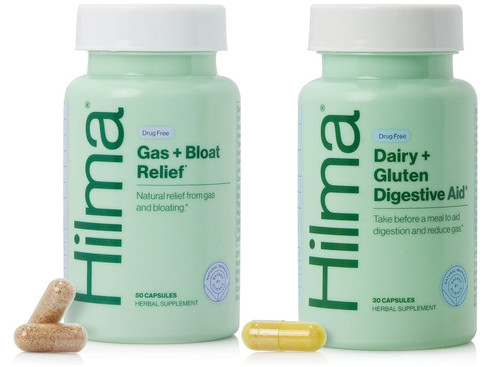 Hilma De-Bloat Bundle for Pre or Post Meal - Gas & Bloat Relief (50 Vegan Capsules) with Lemon Balm & Peppermint Leaf - Digestive Enzymes (30 Vegan Capsules) with Dandelion Root Hilma De-Bloat Bundle for Pre or Post Meal - Gas & Bloat Relief (50 Vegan Capsules) with Lemon Balm & Peppermint Leaf - Digestive Enzymes (30 Vegan Capsules) with Dandelion Root