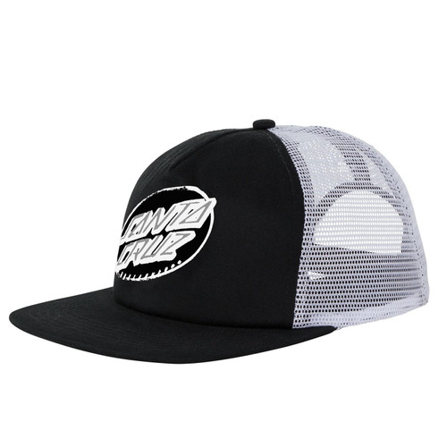 SANTA CRUZ Skateboards Mid Profile Mesh Back Trucker Hat Creep Dot Skate Hat, Black/White, One Size