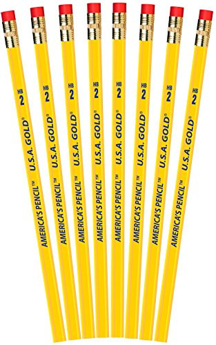 The Board Dudes Write Dudes USA Gold Classic Wood Pencils - 8 Count (CNV15)