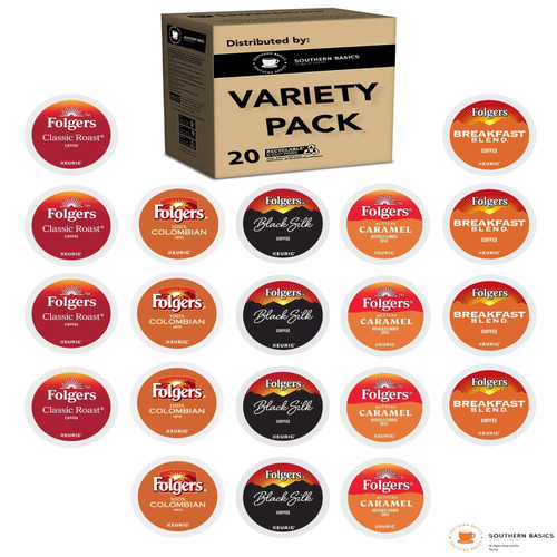 Variety Pack for Keurig, Single -Serve K-Cup Pods Variety (20 Count) (Folgers Variety)