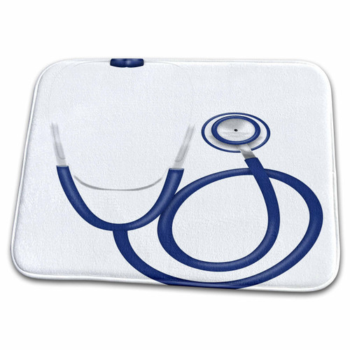 3dRose Blue and White Medical Stethoscope Illustration - Dish Drying Mats (ddm-317932-1)