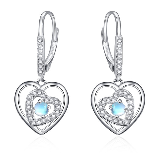 Moonstone Earrings 925 Sterling Silver Heart Earrings Moonstone Dangle Earrings Hypoallergenic Silver Dangle Earrings Heart Leverback Earrings for Women Moonstone Earrings 925 Sterling Silver Heart Earrings Moonstone Dangle Earrings Hypoallergenic Silver Dangle Earrings Heart Leverback Earrings for Women