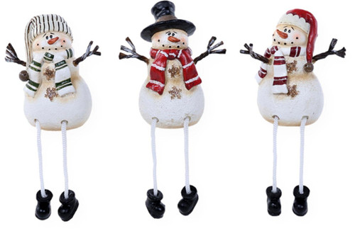 The Bridge Collection Snowman Shelf Sitters with Dangling Legs Set of 3