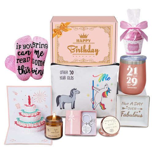 50th Birthday Gifts For Women, Happy 50th Birthday Gifts Basket For Her Best Friend Mom Sister Wife Coworker Turning 50, Gift For 50 Year Old Woman Birthday Unique, Funny Birthday Gift Box Ideas