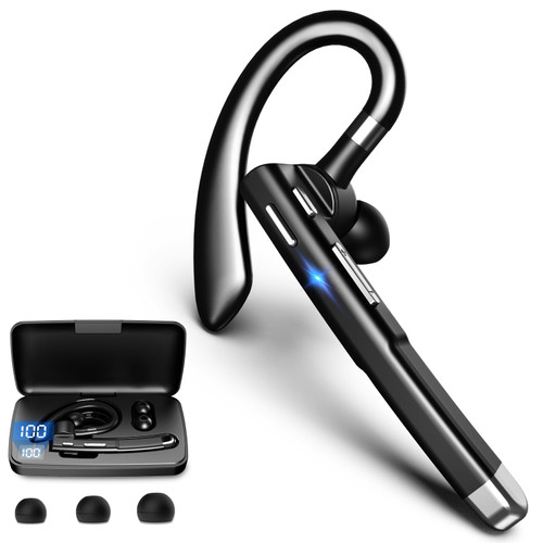 zivsivc Bluetooth Headset, Wireless Bluetooth Earpiece with 500mAh Charging Case 72 Hours Talking Time Built-in Microphone for Microphone for Driver Trucker Office zivsivc Bluetooth Headset, Wireless Bluetooth Earpiece with 500mAh Charging Case 72 Hours Talking Time Built-in Microphone for Microphone for Driver Trucker Office