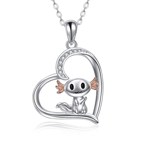 YAFEINI Axolotl Necklace 925 Sterling Silver Heart Axolotl Pendant Cubic Zirconia Cute Axolotl Jewelry Gifts for Girls Daughter Kids YAFEINI Axolotl Necklace 925 Sterling Silver Heart Axolotl Pendant Cubic Zirconia Cute Axolotl Jewelry Gifts for Girls Daughter Kids
