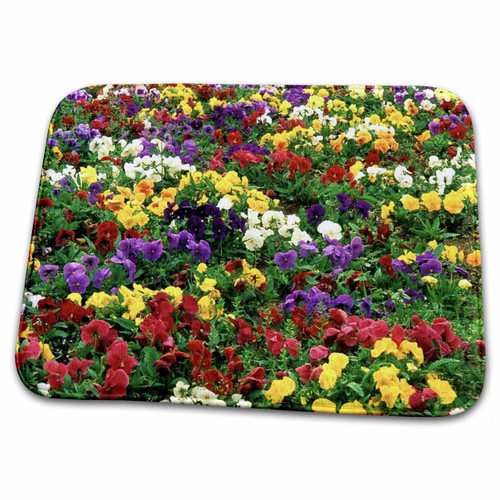 3dRose Florene Flowers - Red Yellow Purple n White Pansies - Bathroom Bath Rug Mats (rug-59803-1)