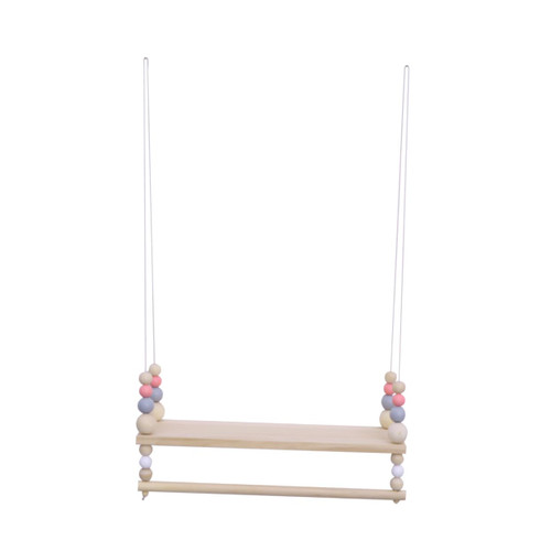 Garneck Storage Rack Shelves Rope Floating Shelves Wall Decor Shelves Wall Hanging Storage Shelf Swing Shelf Double Layer Wooden Pendant